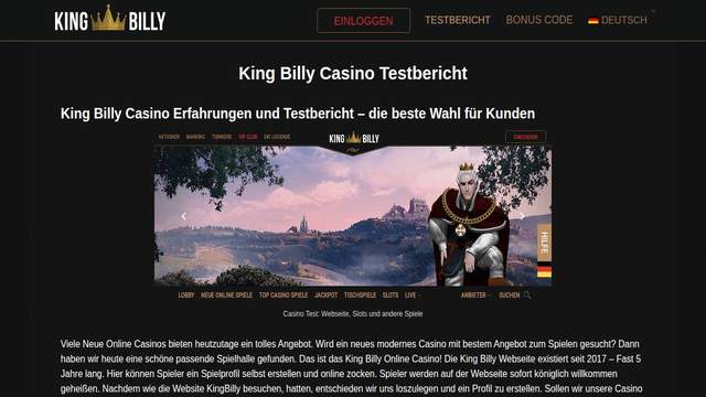 King Billy Casino casino screenshot